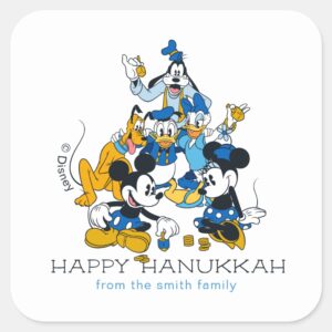 Mickey_and_Friends___Happy_Hanukkah_-_Personalized_Square_Sticker_1 Mickey And Friends Happy Hanukkah Personalized Square Sticker