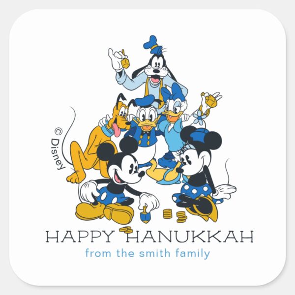 Mickey_and_Friends___Happy_Hanukkah_-_Personalized_Square_Sticker_1 Mickey And Friends Happy Hanukkah Personalized Square Sticker