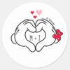 Mickey_and_Minnie_Making_Heart_Sign_with_Hands_Classic_Round_Sticker_1 Mickey And Minnie Making Heart Sign With Hands Classic Round Sticker