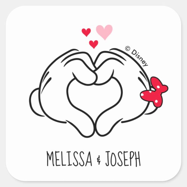 Mickey_and_Minnie_Making_Heart_Sign_with_Hands_Square_Sticker_1 Mickey And Minnie Making Heart Sign With Hands Square Sticker