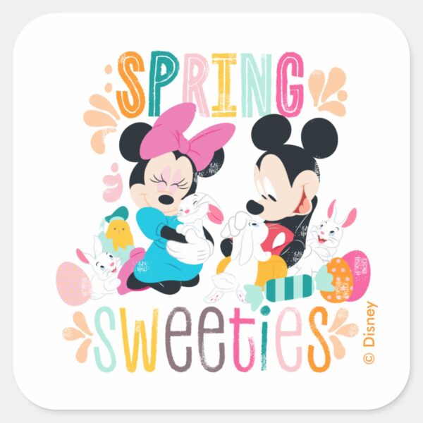 Mickey_and_Minnie___Spring_Sweeties_Square_Sticker_1 Mickey And Minnie Spring Sweeties Square Sticker