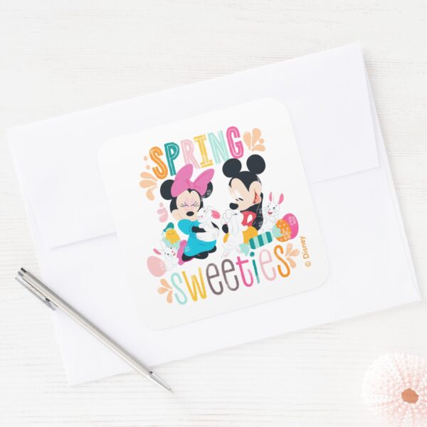 Mickey_and_Minnie___Spring_Sweeties_Square_Sticker_3 Mickey And Minnie Spring Sweeties Square Sticker
