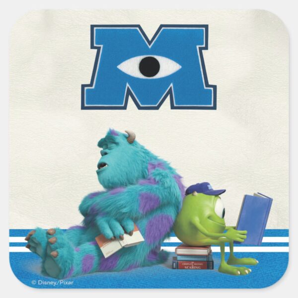 Mike_and_Sulley_Reading_Square_Sticker_1 Mike And Sulley Reading Square Sticker