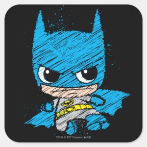 Mini Batman Sketch Square Sticker