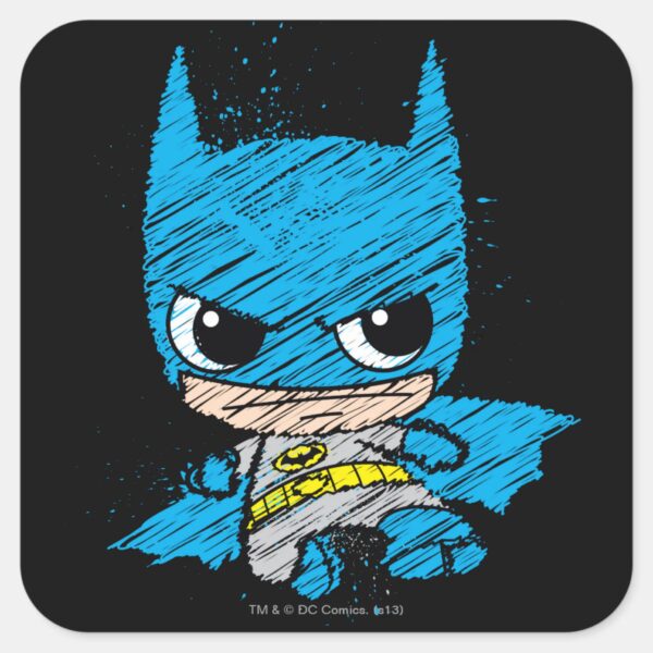 Mini_Batman_Sketch_Square_Sticker_1 Mini Batman Sketch Square Sticker