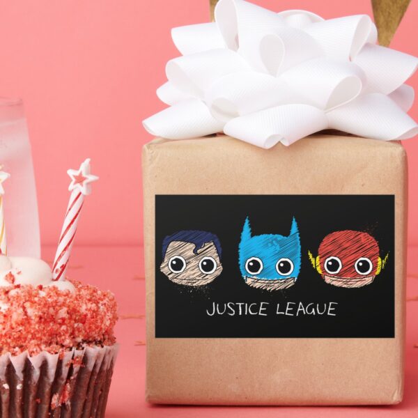 Mini_Justice_League_Heads_Sketch_Rectangular_Sticker_6 Mini Justice League Heads Sketch Rectangular Sticker