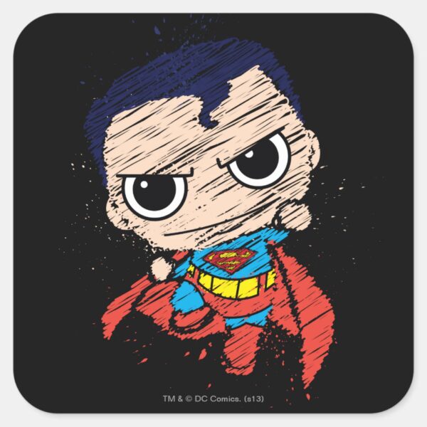 Mini_Superman_Sketch_-_Flying_Square_Sticker_1 Mini Superman Sketch Flying Square Sticker