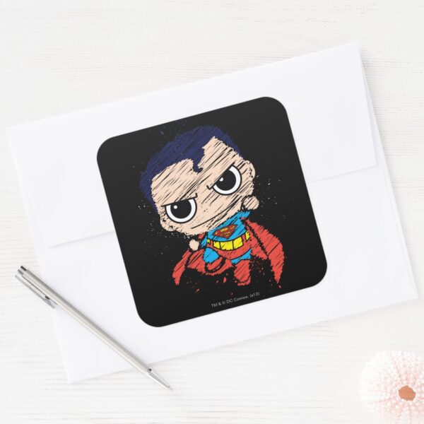 Mini_Superman_Sketch_-_Flying_Square_Sticker_3 Mini Superman Sketch Flying Square Sticker