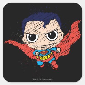 Mini Superman Sketch Square Sticker