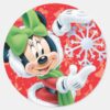 Minnie_Holding_Snowflake_Classic_Round_Sticker_1 Minnie Holding Snowflake Classic Round Sticker