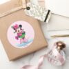 Minnie Ice Skating Classic Round Sticker