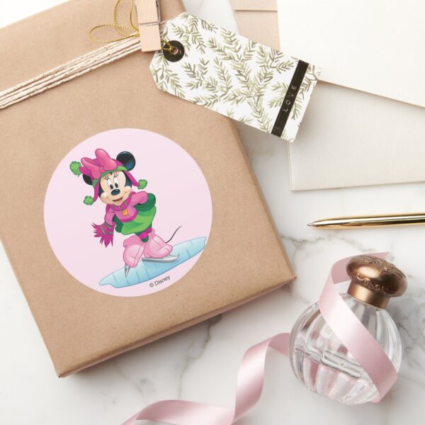 Minnie Ice Skating Classic Round Sticker