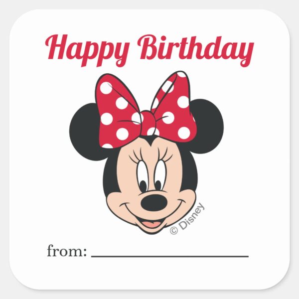 Minnie_Mouse_-_Bow___A_Gift_From_-_Birthday_Square_Sticker_1 Minnie Mouse Bow A Gift From Birthday Square Sticker