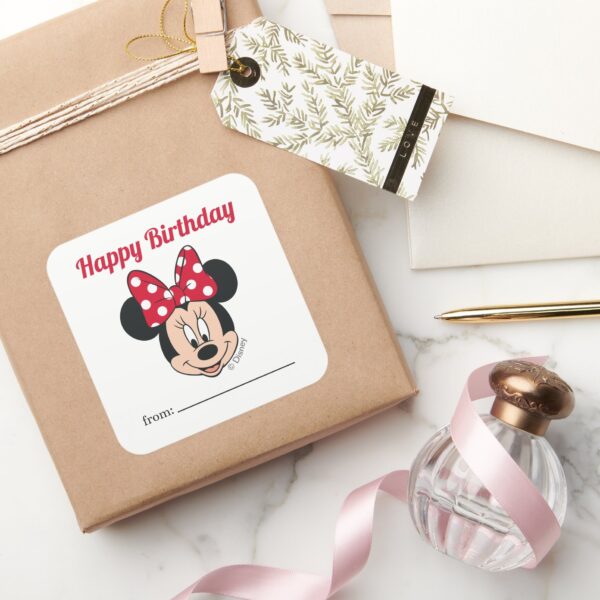 Minnie_Mouse_-_Bow___A_Gift_From_-_Birthday_Square_Sticker_5 Minnie Mouse Bow A Gift From Birthday Square Sticker