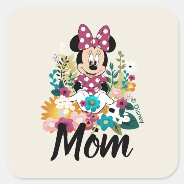 Minnie_Mouse_-_Flowers_for_Mom_Square_Sticker_1 Minnie Mouse Flowers For Mom Square Sticker