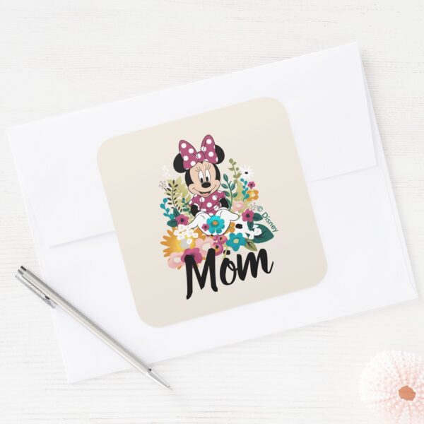 Minnie_Mouse_-_Flowers_for_Mom_Square_Sticker_3 Minnie Mouse Flowers For Mom Square Sticker