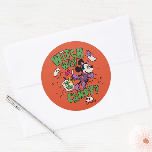 Minnie_Mouse_-_Witch_Way_to_the_Candy_Classic_Round_Sticker_3 Minnie Mouse Witch Way To The Candy Classic Round Sticker