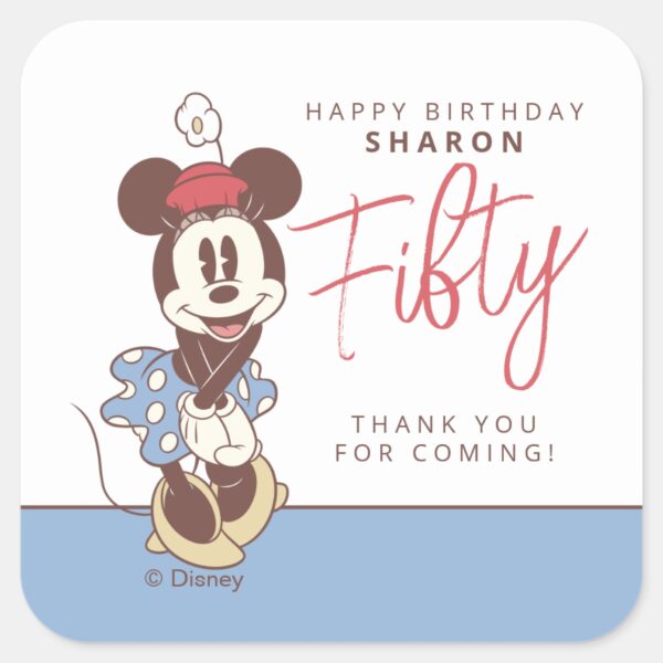 Minnie Mouse 50th Birthday Square Sticker