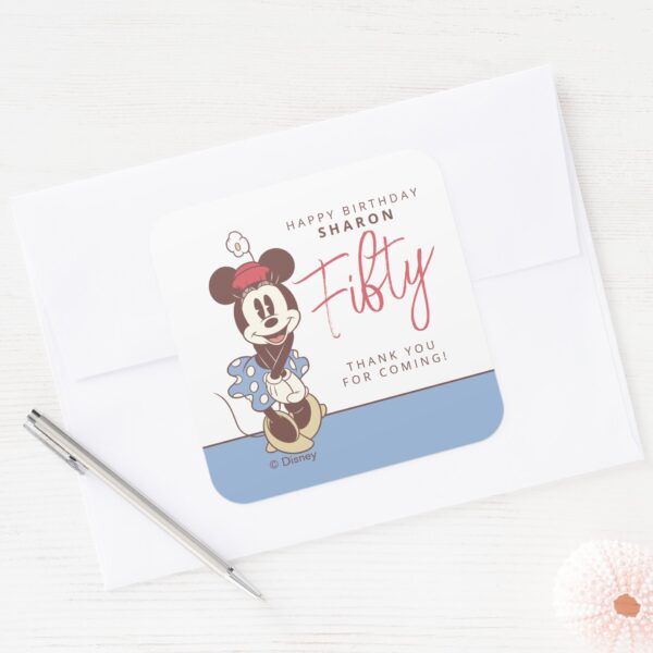 Minnie Mouse 50th Birthday Square Sticker