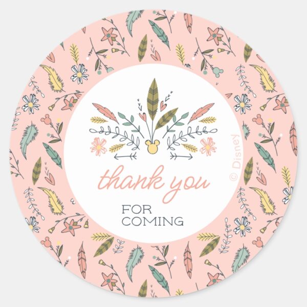 Minnie_Mouse_Boho_Festival_Birthday_Classic_Round_Sticker_2 Minnie Mouse Boho Festival Birthday Classic Round Sticker