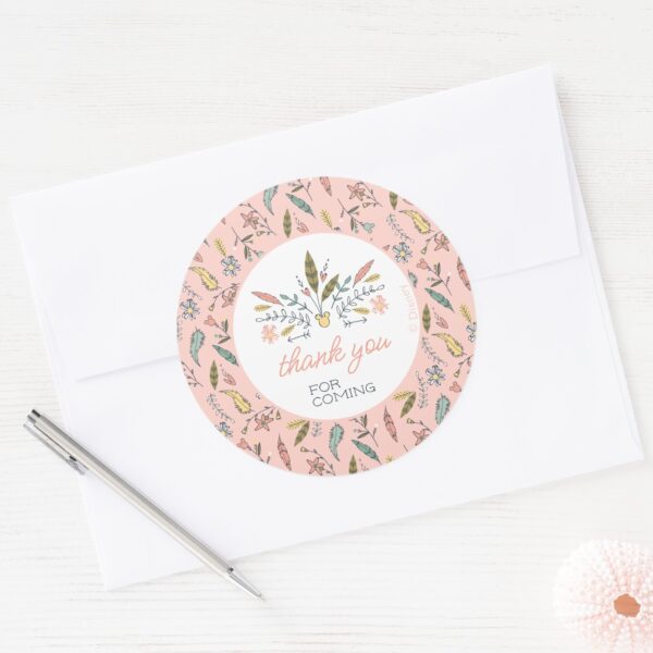 Minnie_Mouse_Boho_Festival_Birthday_Classic_Round_Sticker_4 Minnie Mouse Boho Festival Birthday Classic Round Sticker
