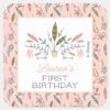 Minnie Mouse Boho Festival Birthday Square Sticker