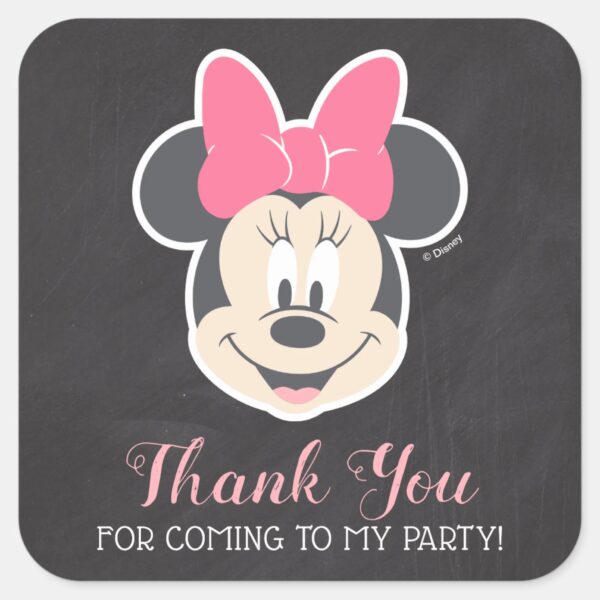 Minnie_Mouse_Chalkboard_Birthday___Thank_You_Square_Sticker_2 Minnie Mouse Chalkboard Birthday Thank You Square Sticker
