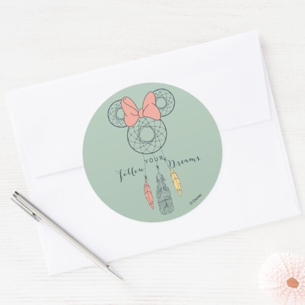 Minnie_Mouse_Dream_Catcher___Follow_Your_Dreams_Classic_Round_Sticker_3 Minnie Mouse Dream Catcher Follow Your Dreams Classic Round Sticker