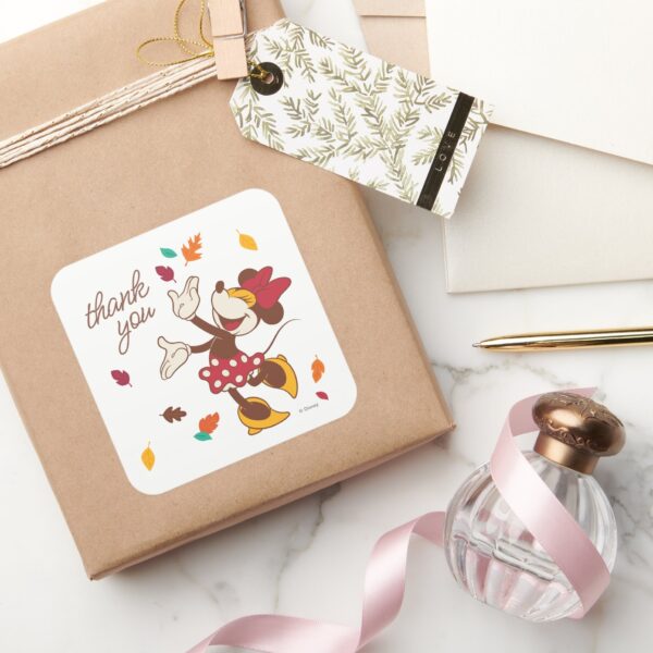 Minnie_Mouse_Fall_Harvest_Birthday_Thank_You_Square_Sticker_5 Minnie Mouse Fall Harvest Birthday Thank You Square Sticker