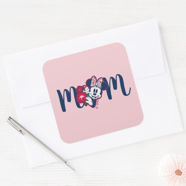 Minnie_Mouse_Floral_Pattern_-_Happy_Mother's_Day_Square_Sticker_3 Minnie Mouse Floral Pattern Happy Mothers Day Square Sticker
