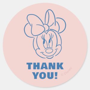 Minnie_Mouse_Pink_Colorblock___Girls_Birthday_Classic_Round_Sticker_1 Minnie Mouse Pink Colorblock Girls Birthday Classic Round Sticker