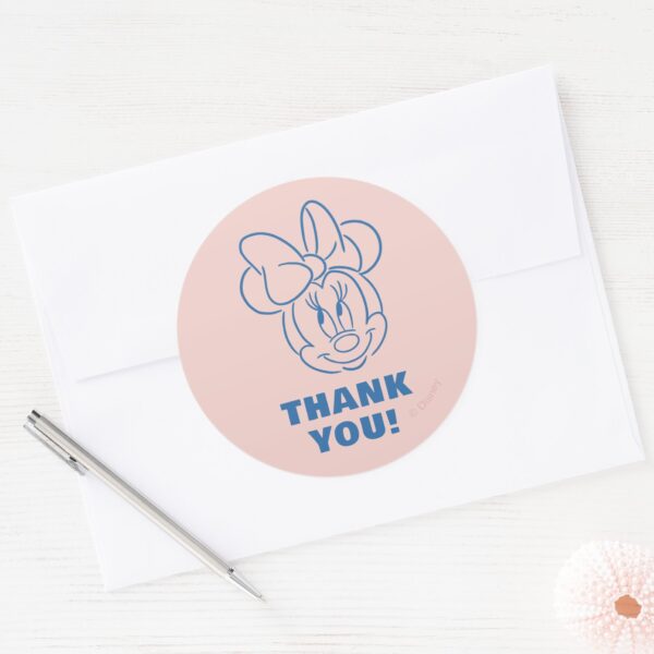 Minnie_Mouse_Pink_Colorblock___Girls_Birthday_Classic_Round_Sticker_3 Minnie Mouse Pink Colorblock Girls Birthday Classic Round Sticker