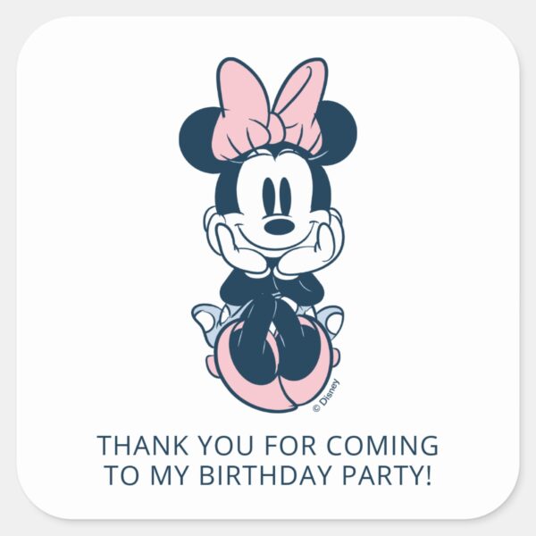 Minnie_Mouse_Pink_&_Blue_1st_Birthday___Thank_You_Square_Sticker_1 Minnie Mouse Pink Blue 1st Birthday Thank You Square Sticker