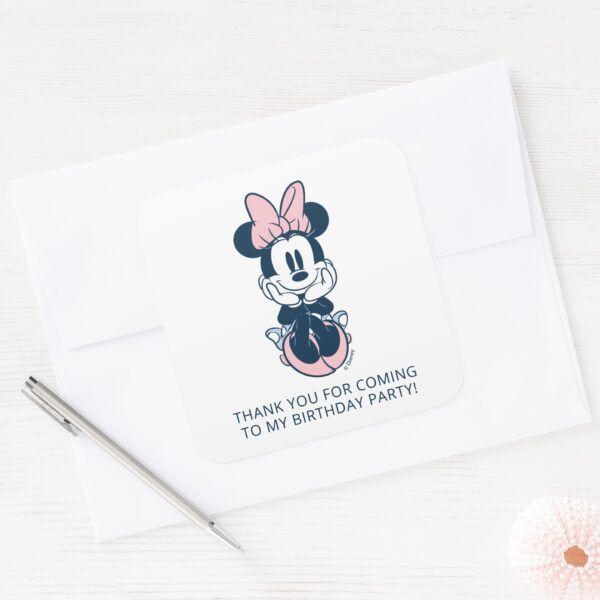 Minnie_Mouse_Pink_&_Blue_1st_Birthday___Thank_You_Square_Sticker_3 Minnie Mouse Pink Blue 1st Birthday Thank You Square Sticker