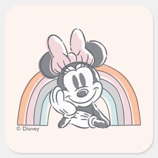 Minnie_Mouse_Rainbow_Square_Sticker_1 Minnie Mouse Rainbow Square Sticker