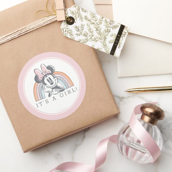 Minnie_Mouse_Rainbow_Watercolor_Baby_Shower_Classic_Round_Sticker_5 Minnie Mouse Rainbow Watercolor Baby Shower Classic Round Sticker