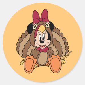 Minnie Mouse Thanksgiving Turkey Classic Round Sticker