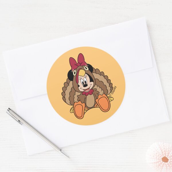 Minnie_Mouse_Thanksgiving_Turkey_Classic_Round_Sticker_3 Minnie Mouse Thanksgiving Turkey Classic Round Sticker