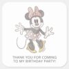Minnie Mouse Watercolor Birthday Thank You Square Sticker