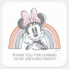 Minnie Mouse Watercolor Rainbow Birthday Square Sticker