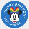 Minnie_Mouse_Wearing_Rainbow_Bow___Happy_Birthday_Classic_Round_Sticker_1 Minnie Mouse Wearing Rainbow Bow Happy Birthday Classic Round Sticker