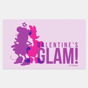 Minnie Mouse Daisy Duck Galentines Glam Rectangular Sticker