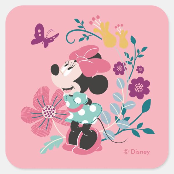 Minnie_Mouse_&_Flowers_-_Happy_Mother's_Day_Square_Sticker_1 Minnie Mouse Flowers Happy Mothers Day Square Sticker