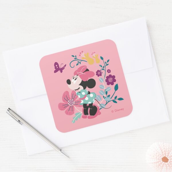 Minnie_Mouse_&_Flowers_-_Happy_Mother's_Day_Square_Sticker_3 Minnie Mouse Flowers Happy Mothers Day Square Sticker