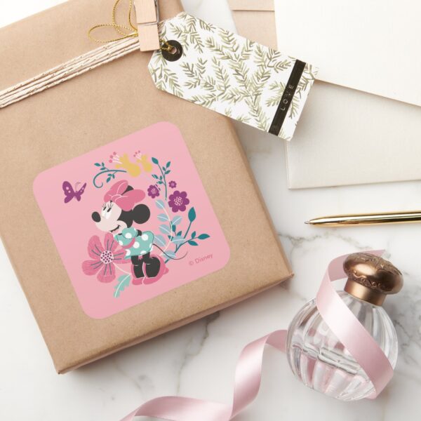 Minnie_Mouse_&_Flowers_-_Happy_Mother's_Day_Square_Sticker_5 Minnie Mouse Flowers Happy Mothers Day Square Sticker