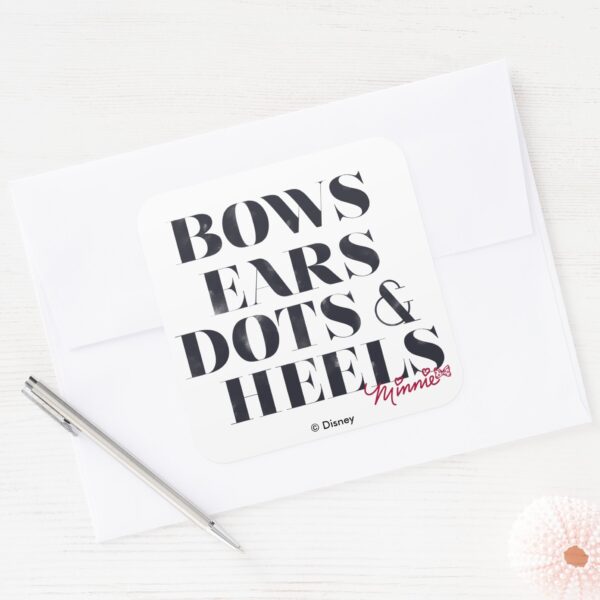 Minnie_Mouse___Bows_Ears_Dots_&_Heels_Square_Sticker_3 Minnie Mouse Bows Ears Dots Heels Square Sticker