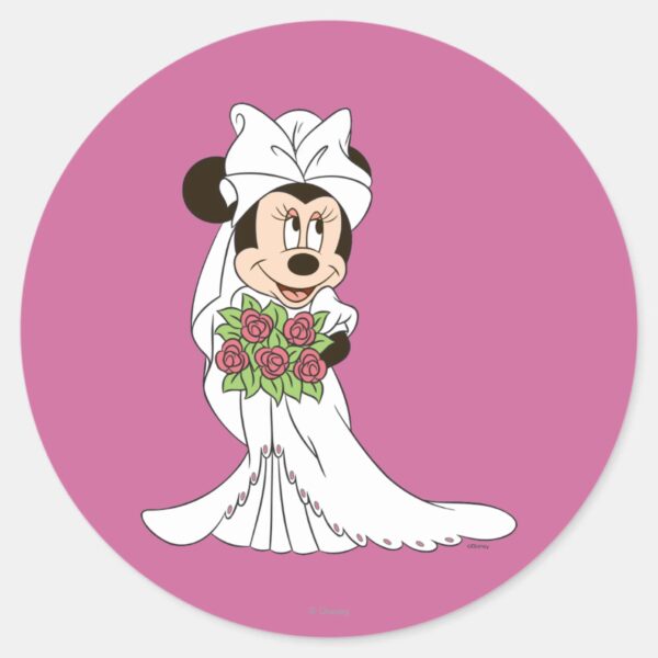 Minnie_Mouse___Bride_at_Wedding_Classic_Round_Sticker_1 Minnie Mouse Bride At Wedding Classic Round Sticker