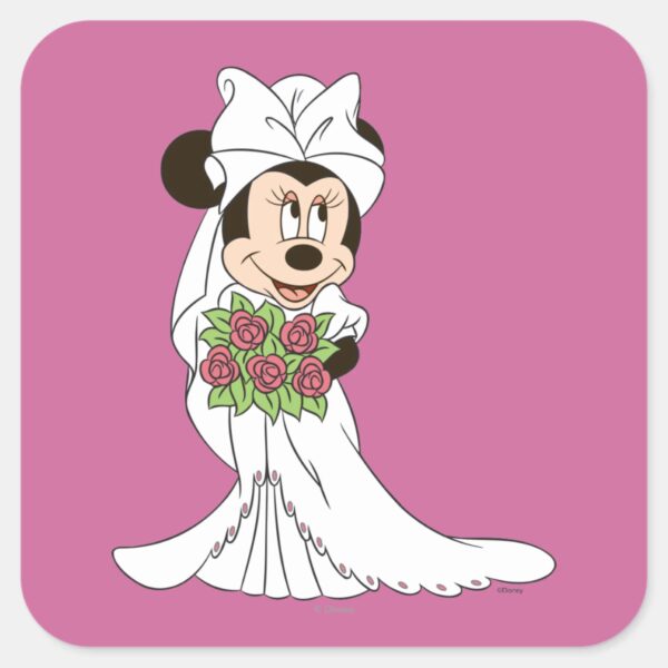 Minnie_Mouse___Bride_at_Wedding_Square_Sticker_1 Minnie Mouse Bride At Wedding Square Sticker