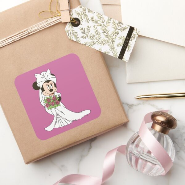 Minnie_Mouse___Bride_at_Wedding_Square_Sticker_5 Minnie Mouse Bride At Wedding Square Sticker