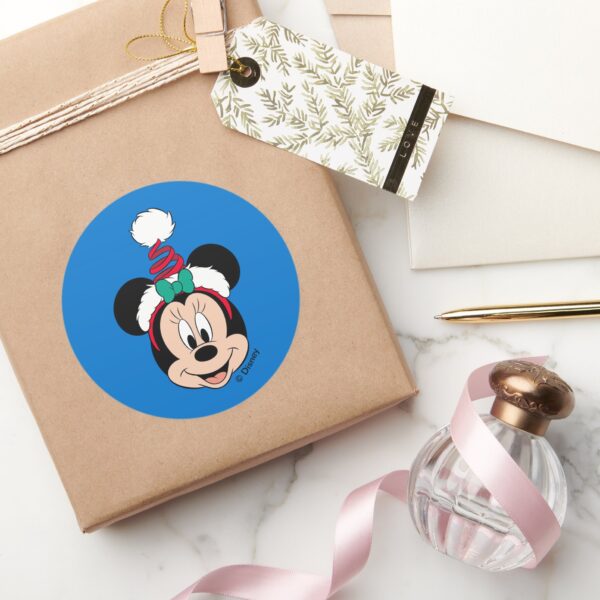 Minnie_Mouse___Cute_Christmas_Hat_Classic_Round_Sticker_5 Minnie Mouse Cute Christmas Hat Classic Round Sticker